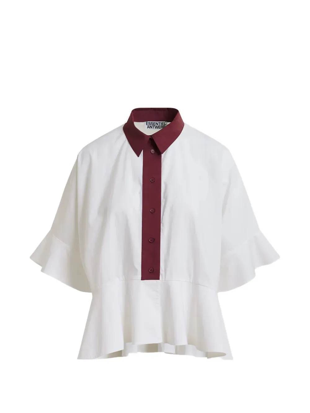 Essentiel Antwerp peplum ruffled-sleeve shirt - Bianco