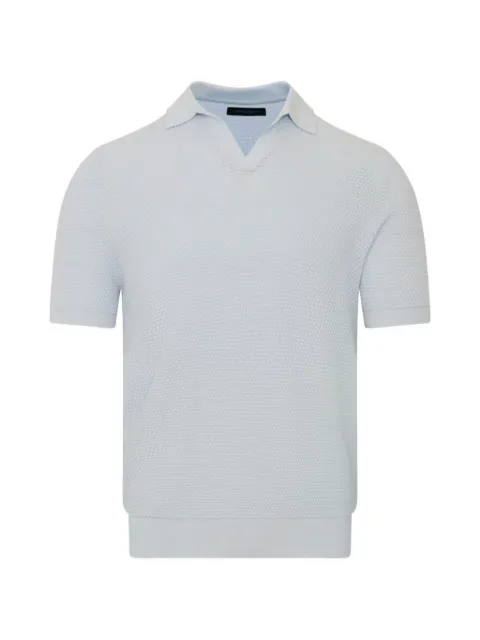 PATRICK ASSARAF bubble-knit Johnny-collar T-shirt