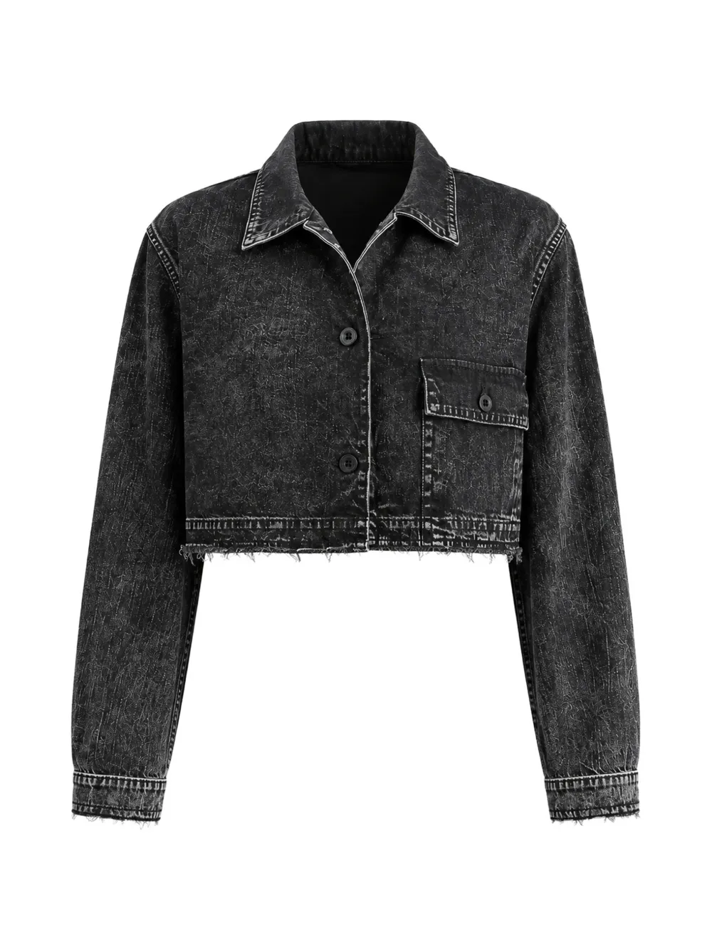 Y's cropped frayed denim jacket - Nero