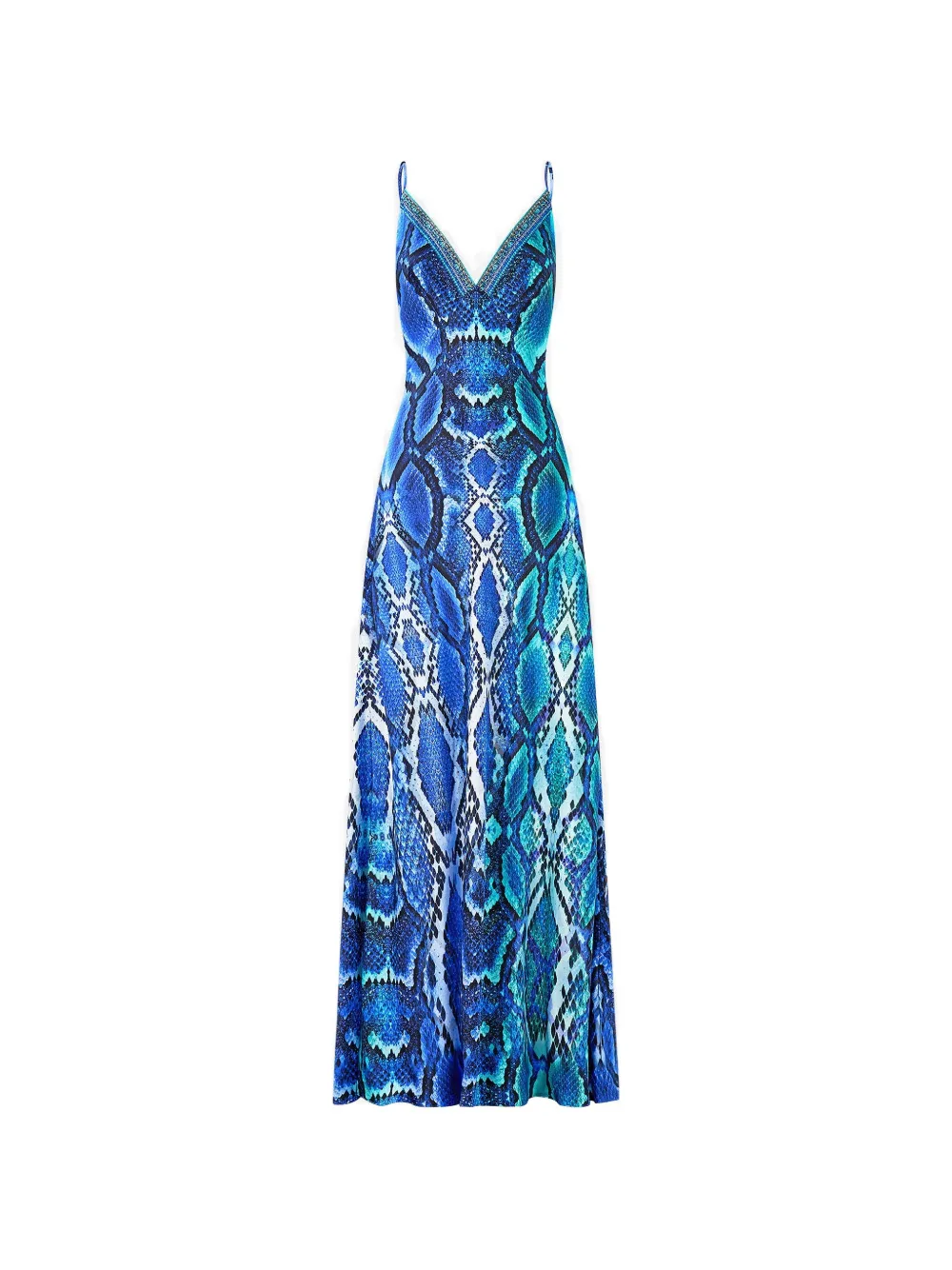 Camilla snake-print V-neck maxi dress - Blue