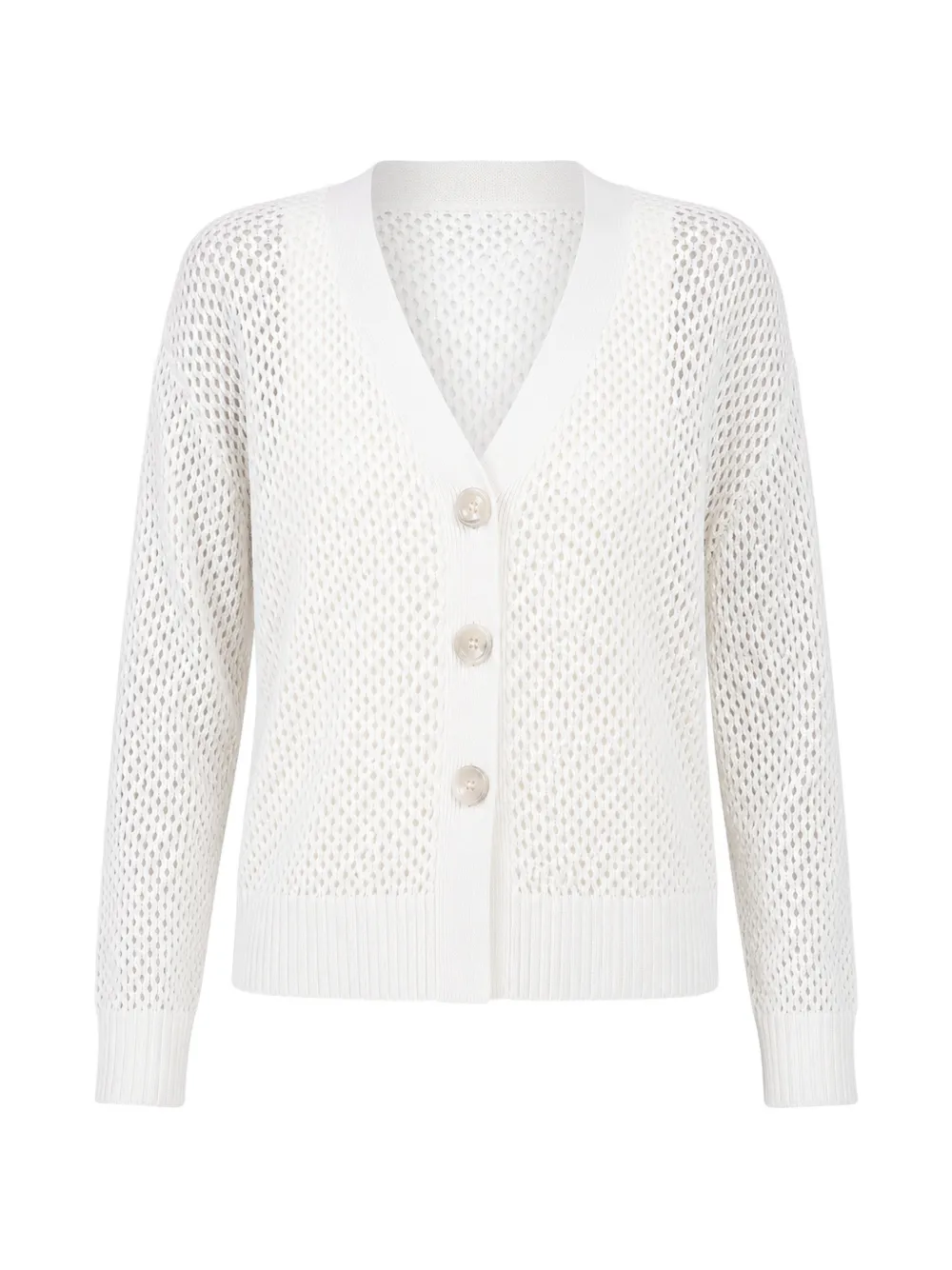 Allude open-knit V-neck cardigan - White
