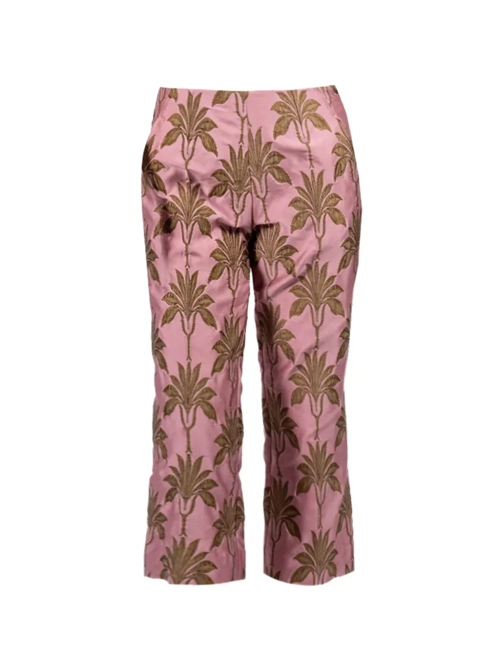 Odeeh Leaf-patterned Jacquard Trousers In Brown