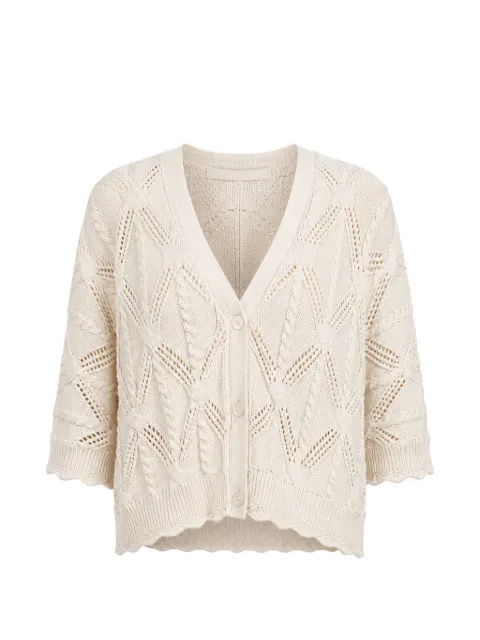 Autumn Cashmere cable-knit pointelle-trim cardigan