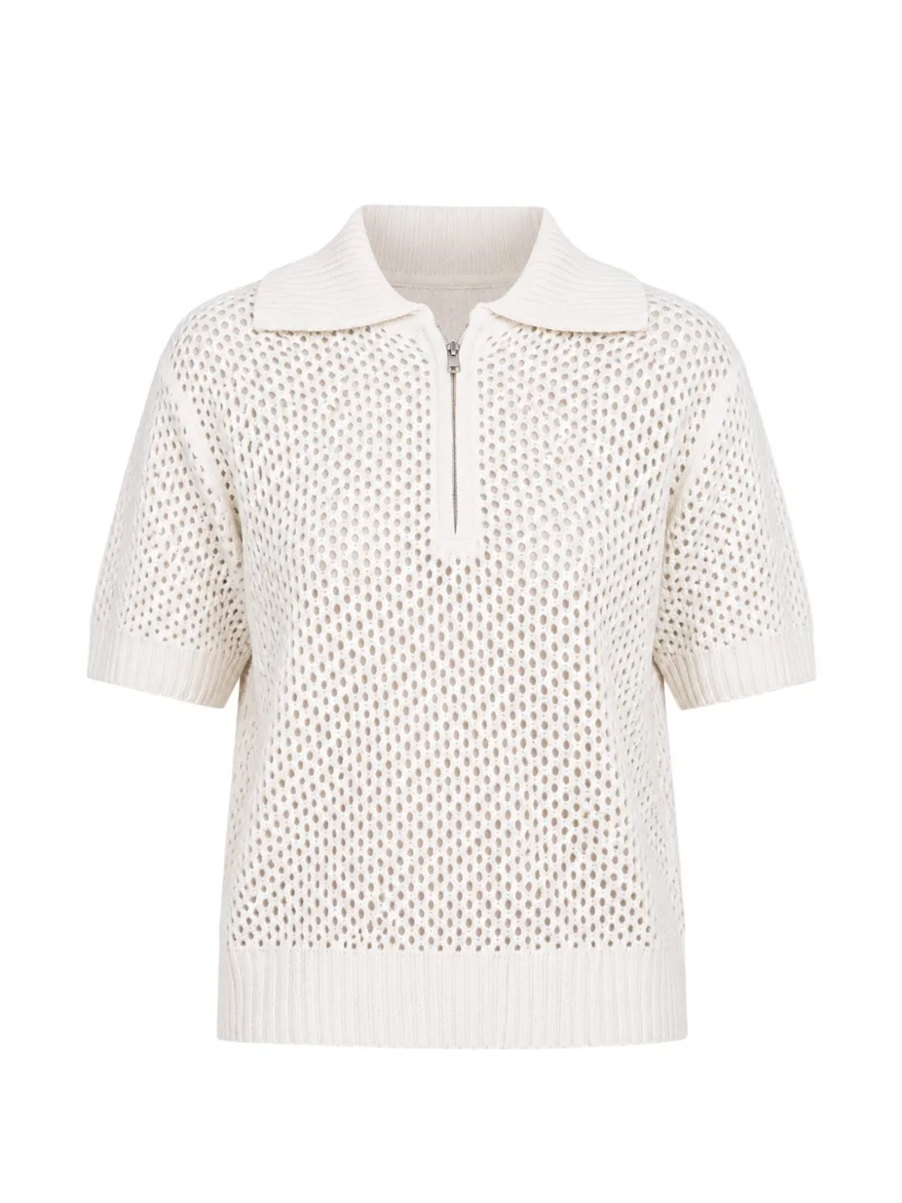 White + Warren mesh-knit polo shirt - Weiß