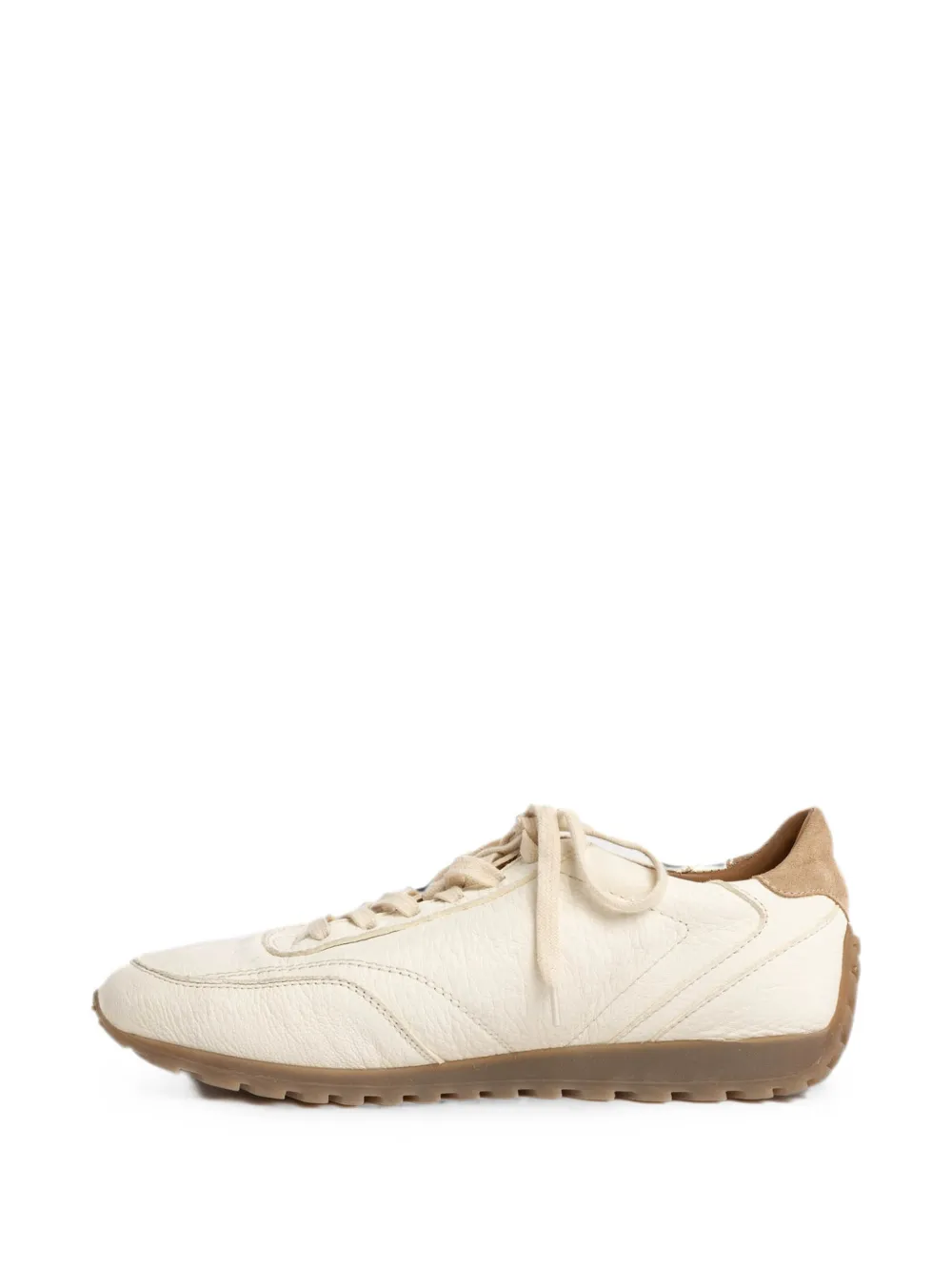 Eleventy leather suede-panel sneakers Beige