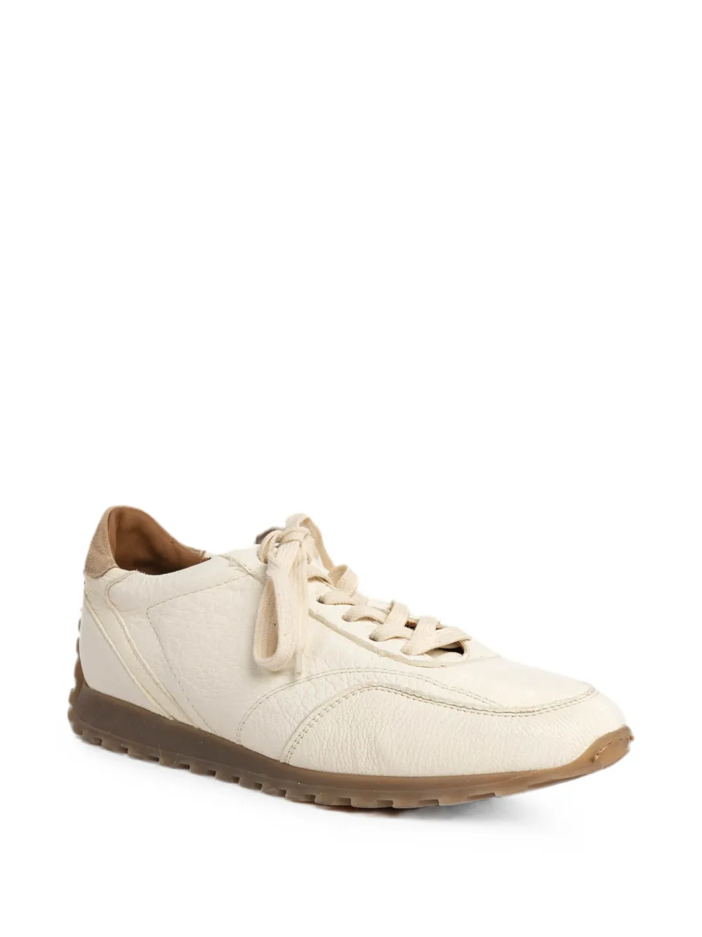 Eleventy leather suede-panel sneakers Beige