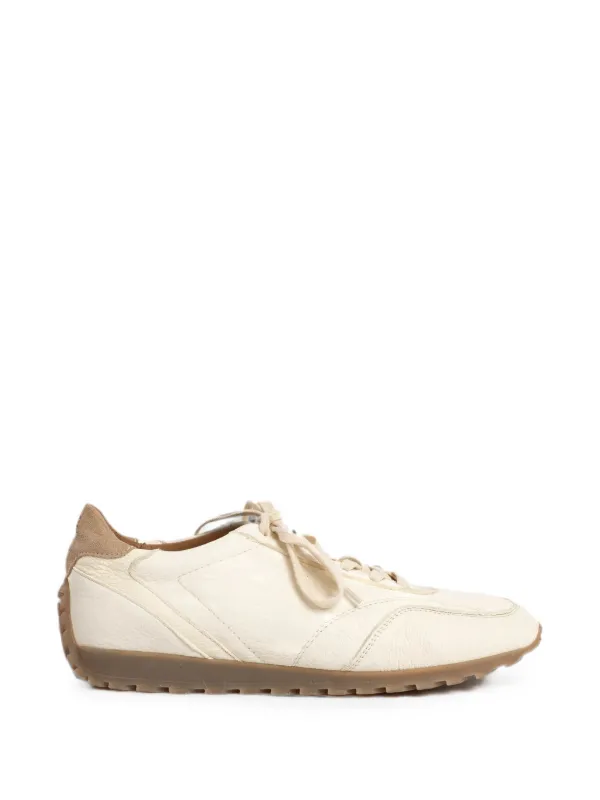 Eleventy Leather Suede-panel Sneakers in Neutrals