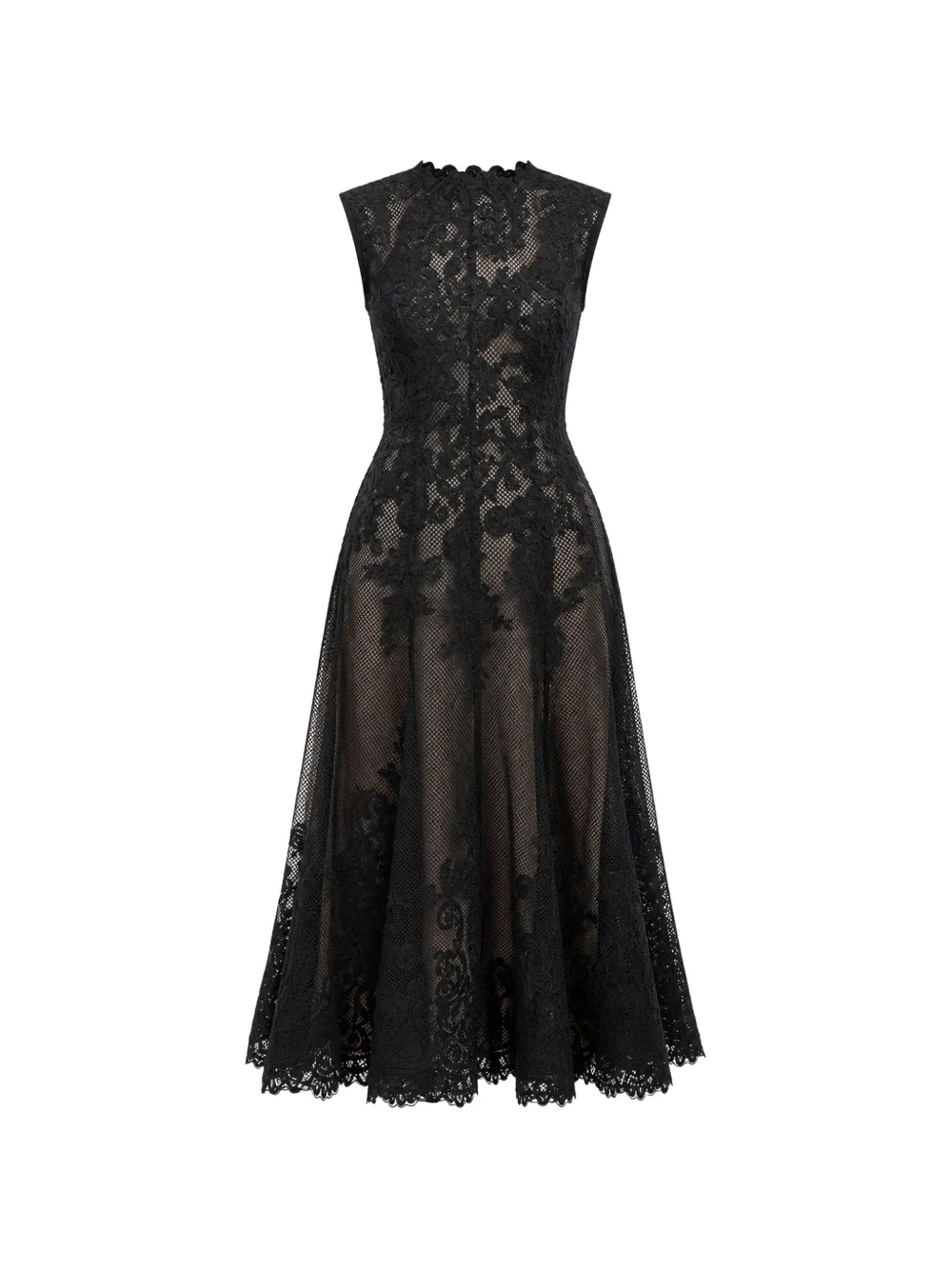 Gemy Maalouf embroidered lace-overlay midi dress - Nero