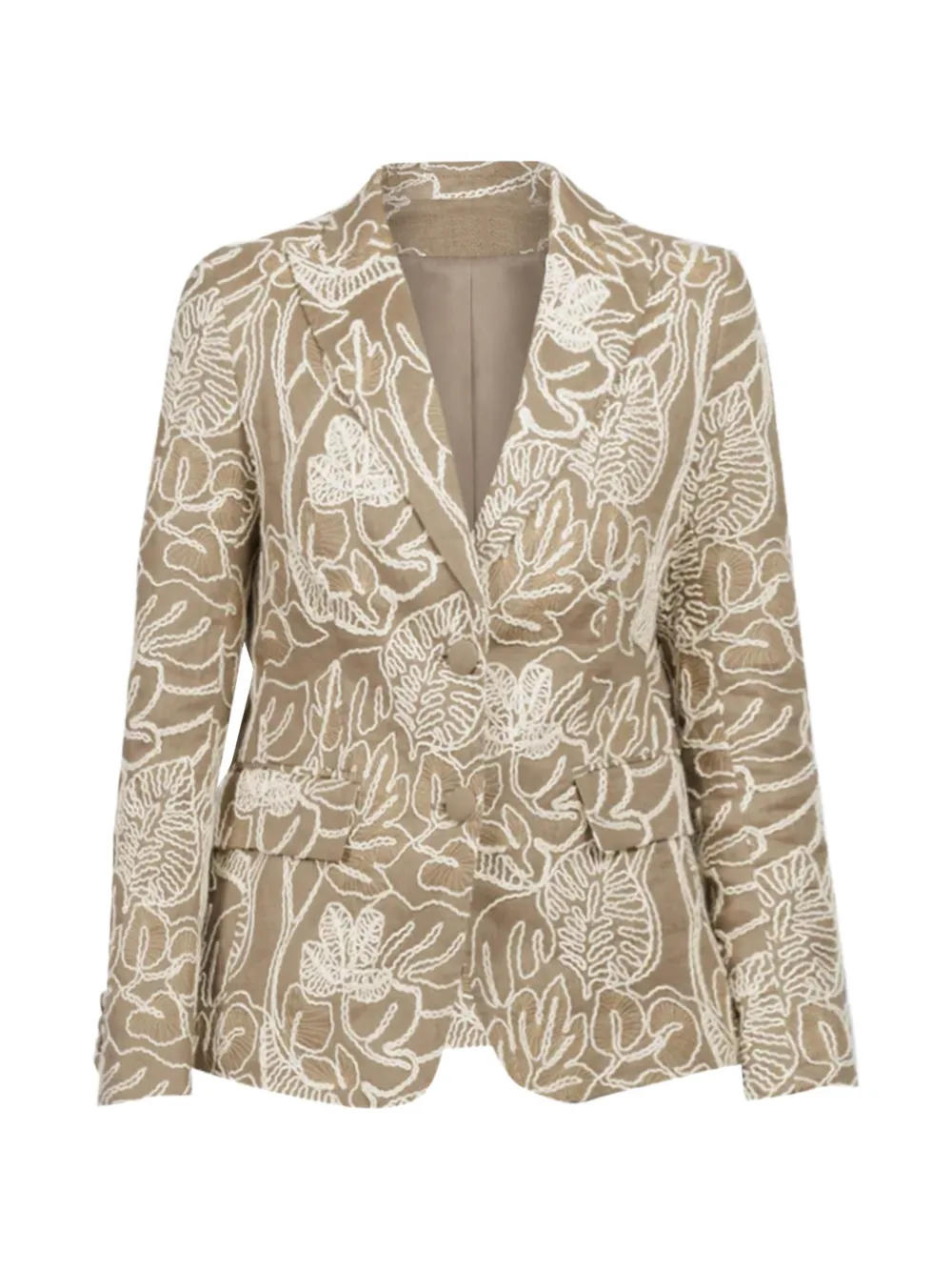 Maurizio Massimino leaf-embroidered single-breasted blazer - Nude