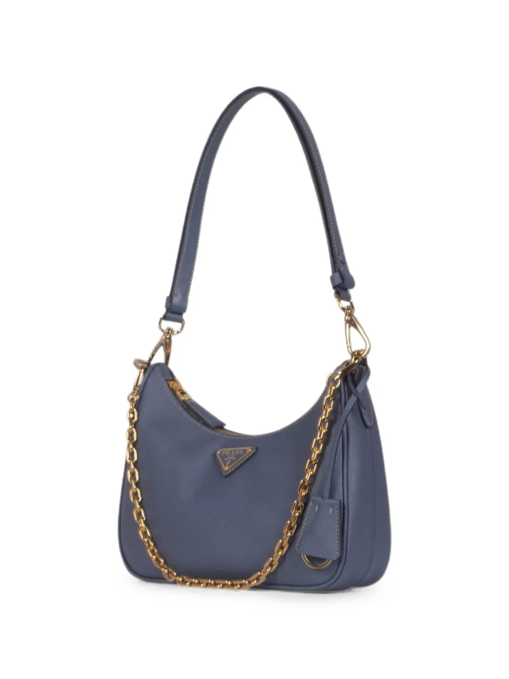 Prada Saffiano leren schoudertas met ketting Blauw