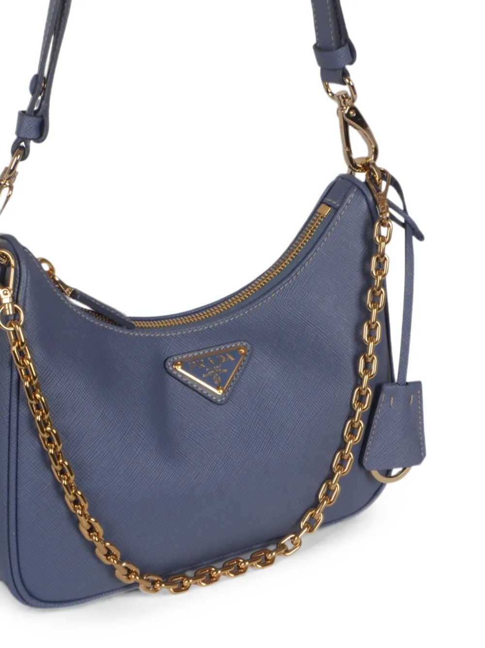 Prada Saffiano leren schoudertas met ketting Blauw