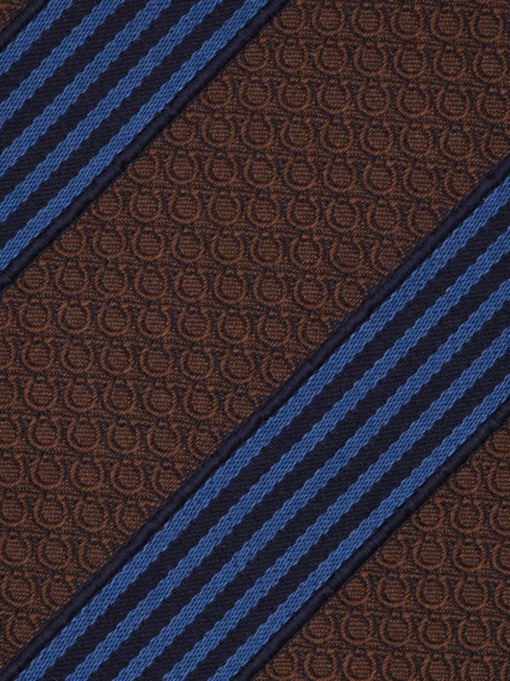 Ferragamo Regimental Gancini zijden stropdas met jacquard Bruin