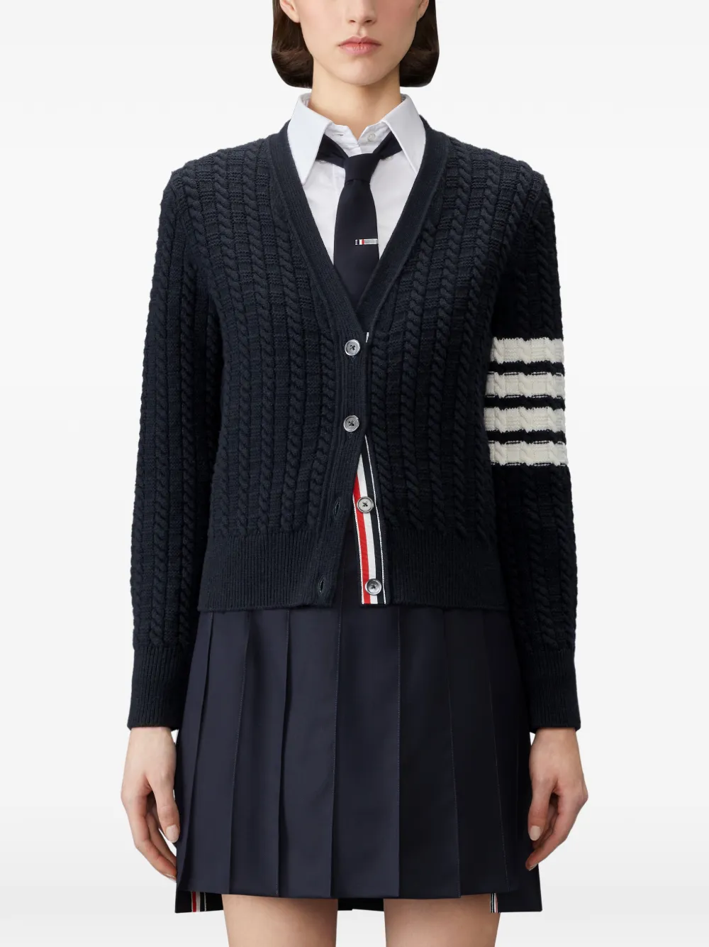 Thom Browne 4-Bar vest van merinowol met anker-intarsia Blauw