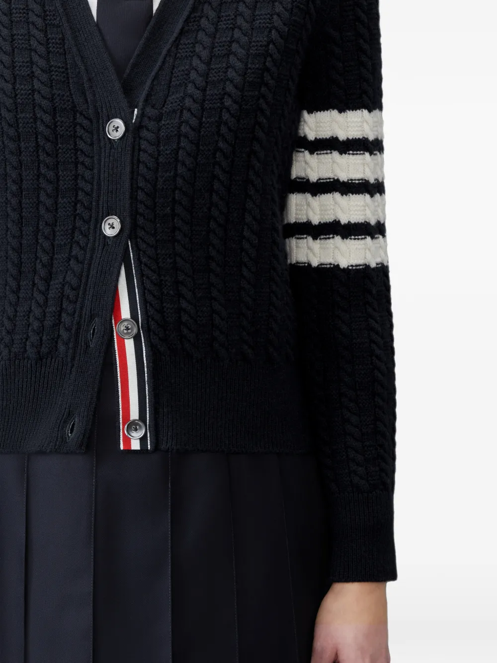 Thom Browne 4-Bar vest van merinowol met anker-intarsia Blauw
