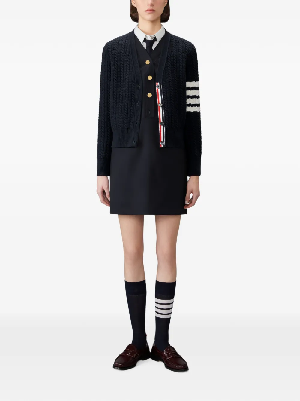 Thom Browne 4-Bar vest van merinowol met anker-intarsia Blauw