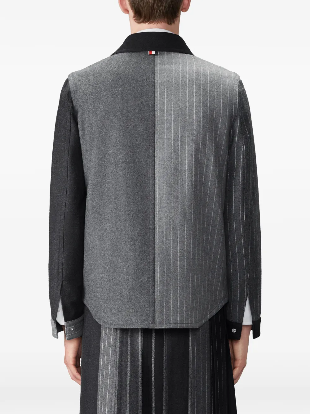 Thom Browne Flanellen jack met bankerstreep en fun-mix Grijs