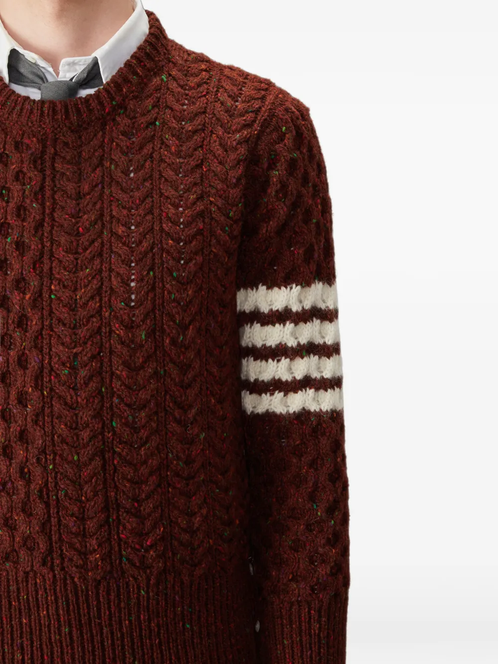 Thom Browne Donegal 4-Bar Aran kabelpullover Rood