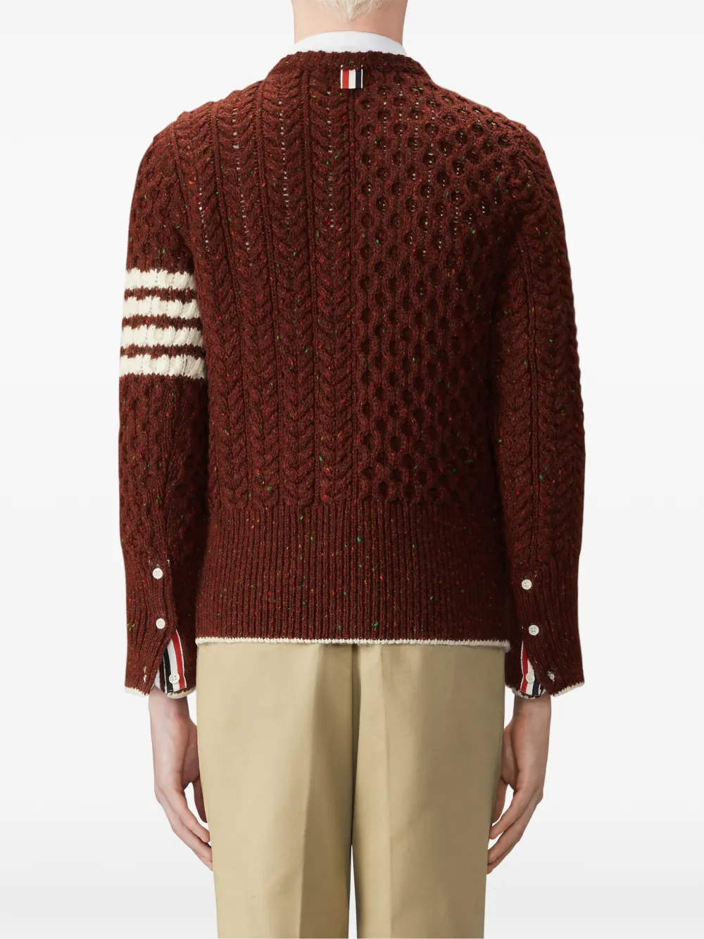 Thom Browne Donegal 4-Bar Aran kabelpullover Rood