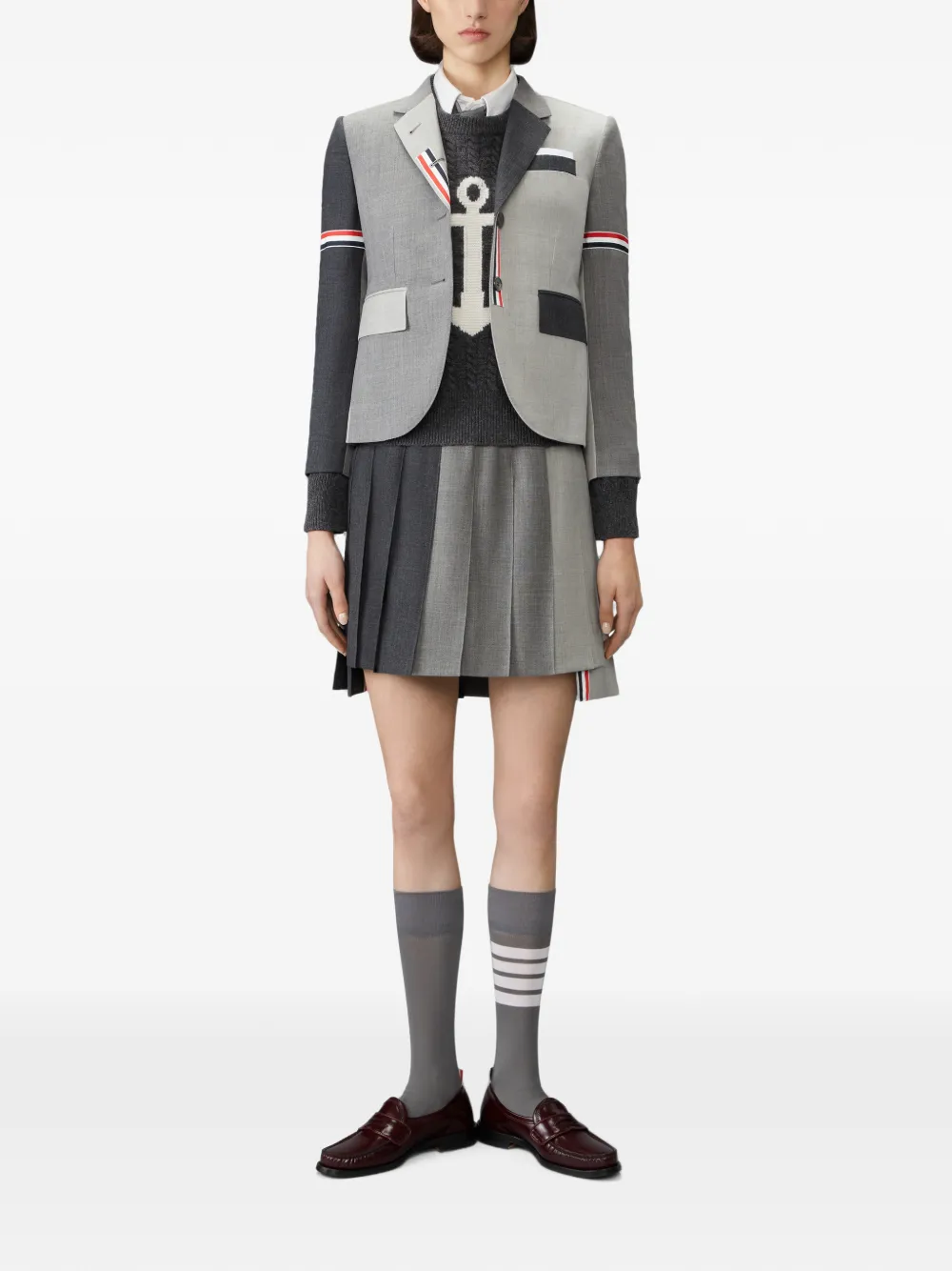 Thom Browne 4-Bar intarsia pullover van merinowol Grijs