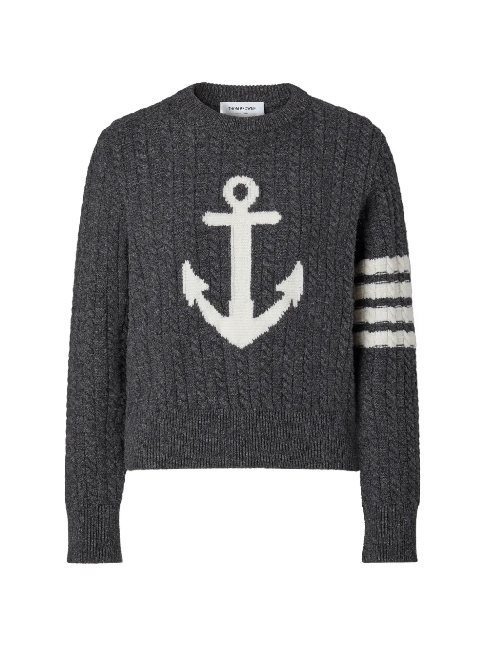 Thom Browne merino wool 4-Bar intarsia anchor pullover - Grey
