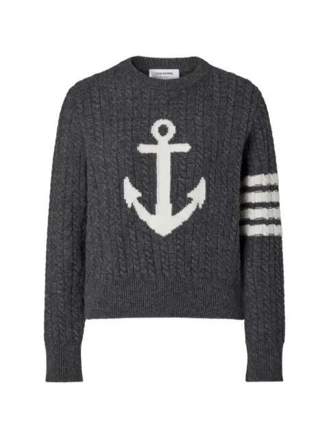 Thom Browne merino wool 4-Bar intarsia anchor pullover