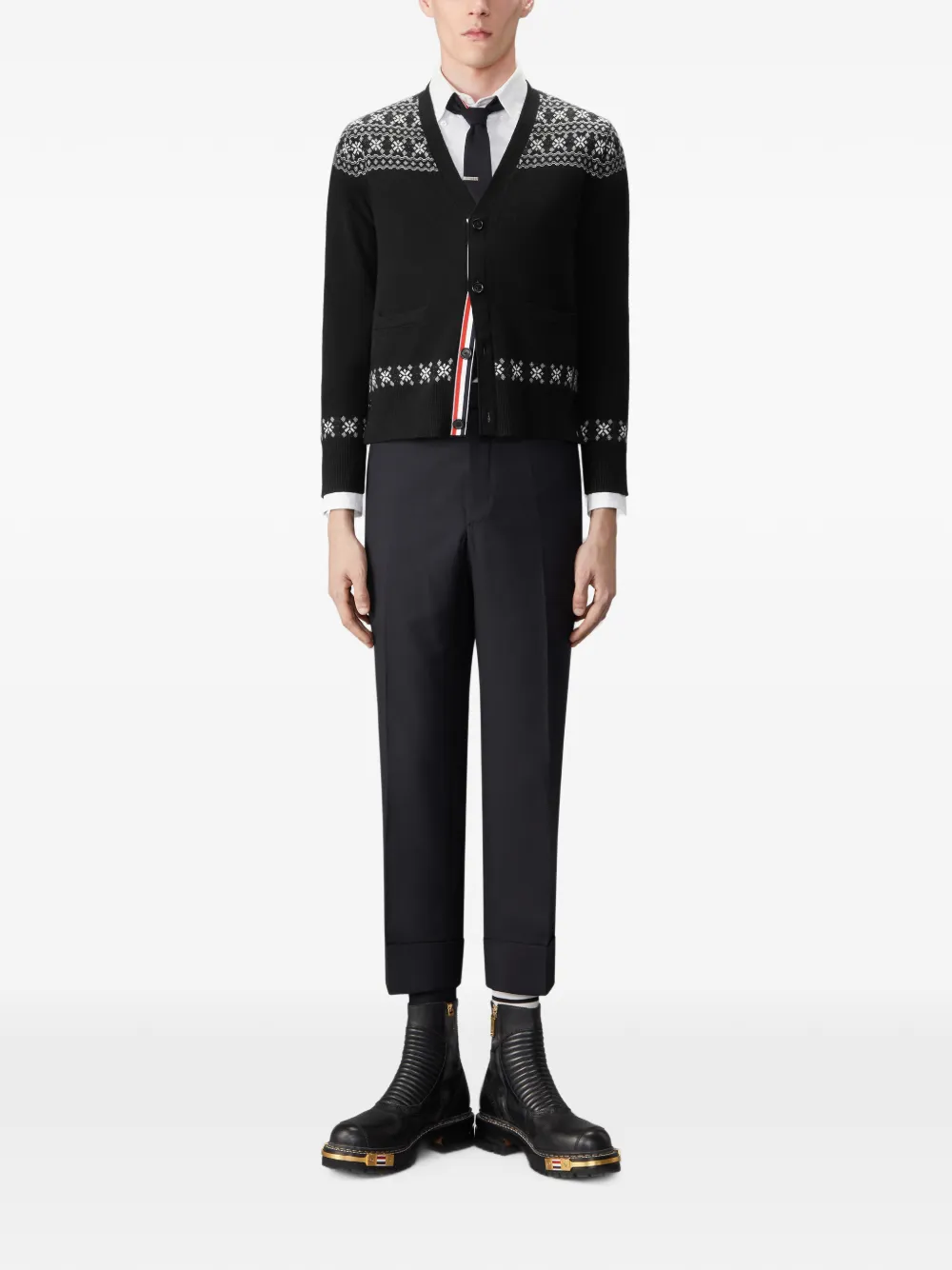 Thom Browne Fair Isle gebreid vest met jacquard Zwart