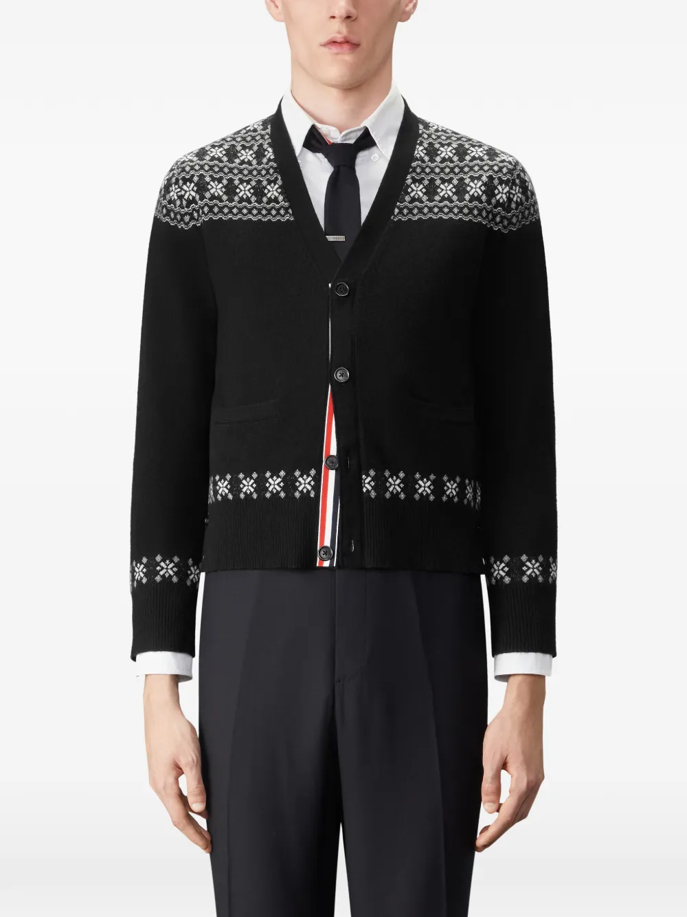 Thom Browne Fair Isle gebreid vest met jacquard Zwart