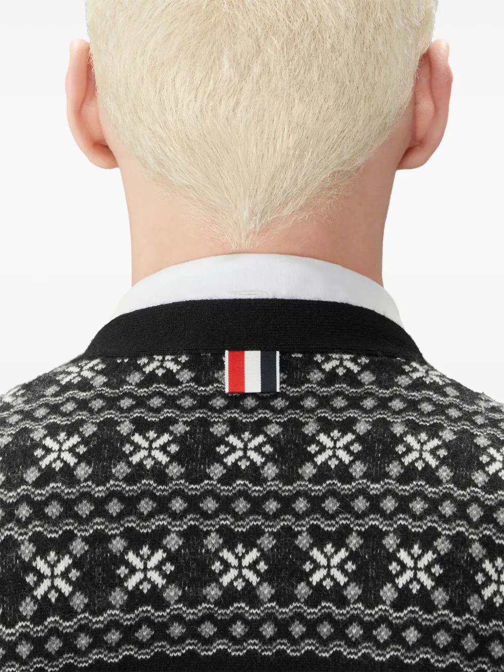 Thom Browne Fair Isle gebreid vest met jacquard Zwart