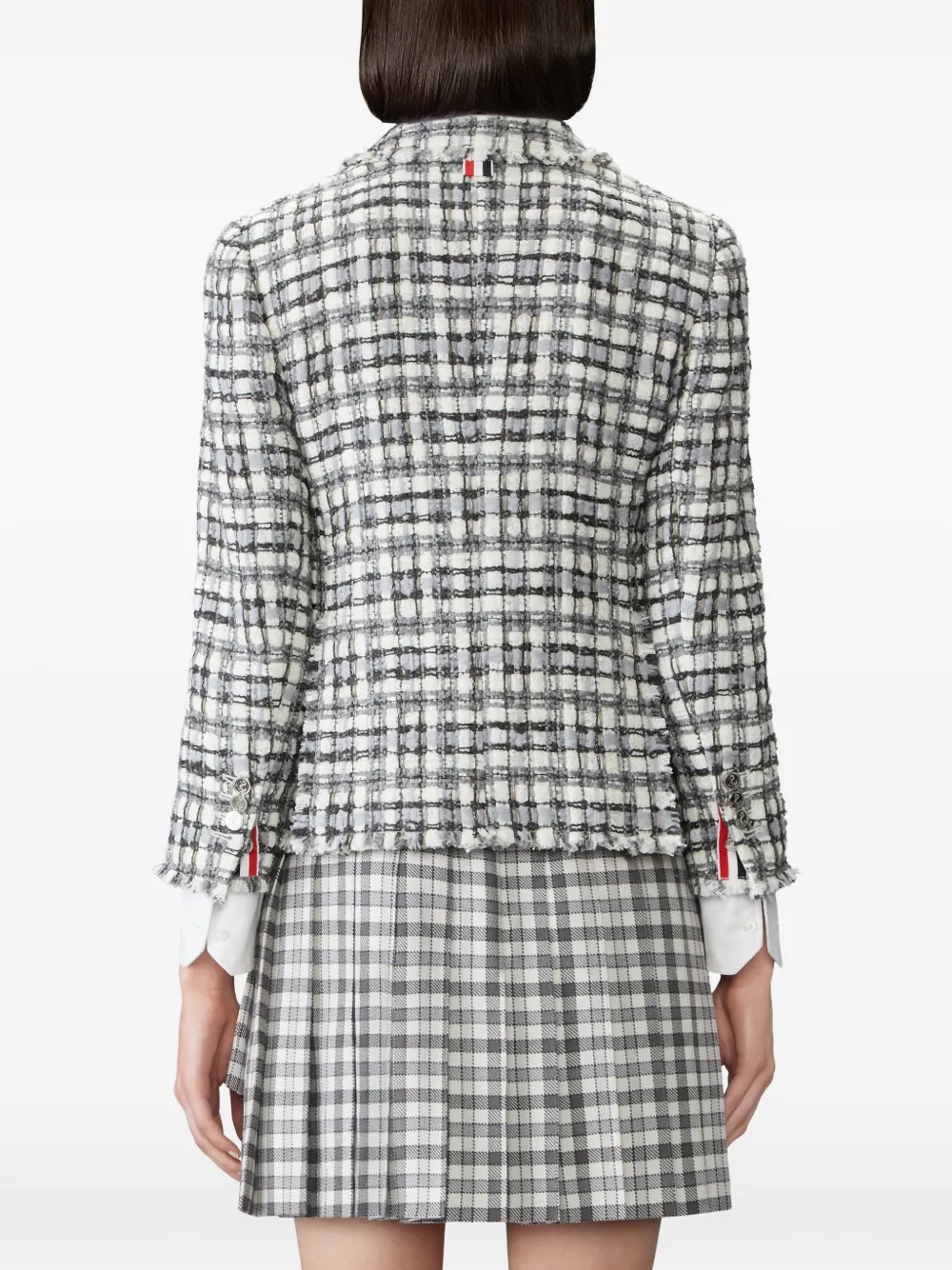 Thom Browne Tweed sportjas met franje Wit