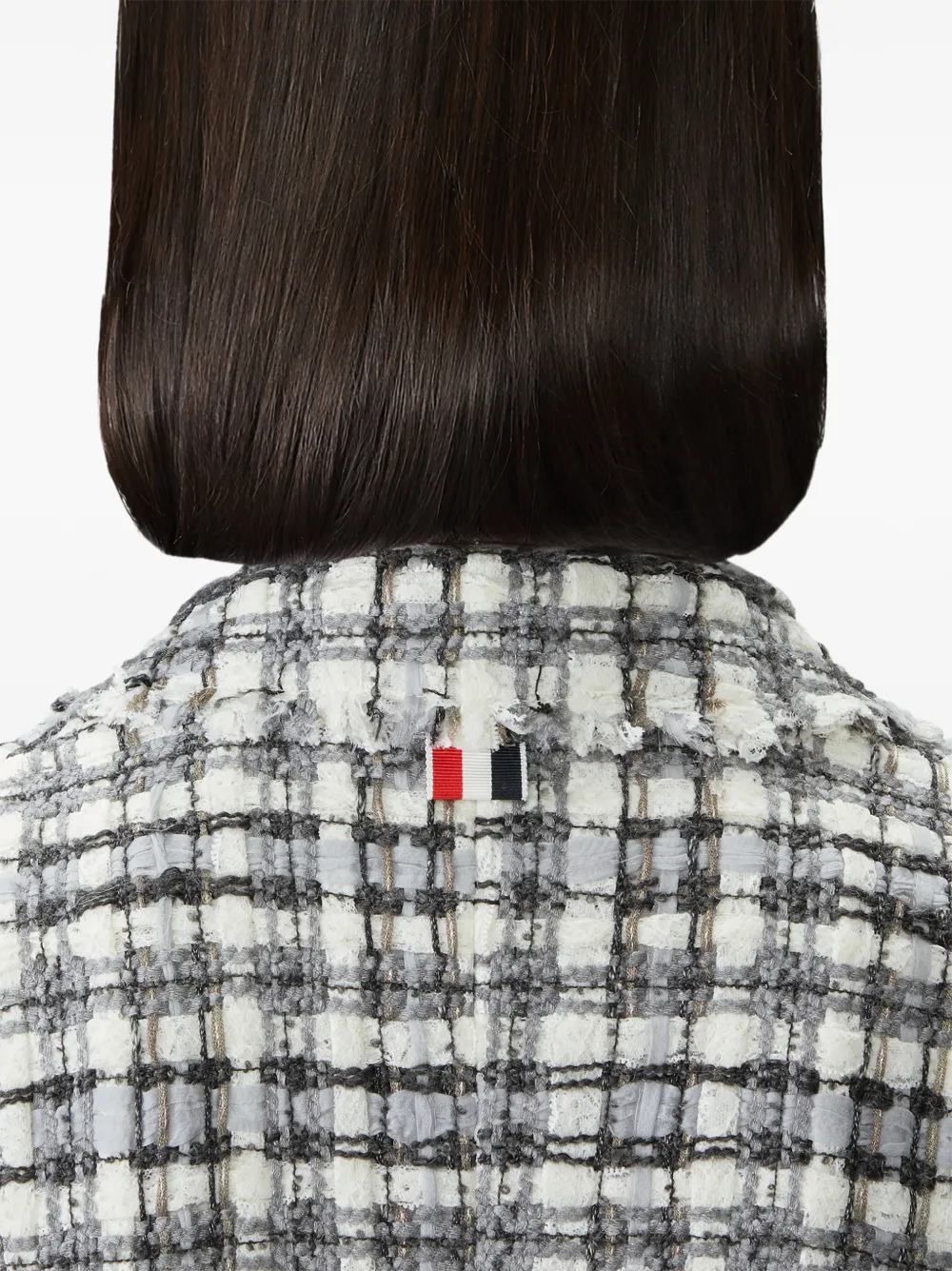Thom Browne Tweed sportjas met franje Wit