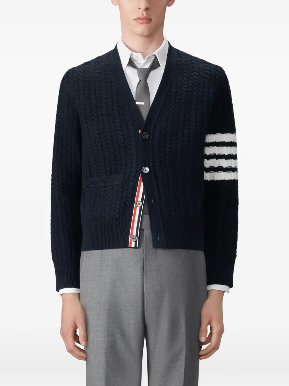 Thom Browne 4-Bar intarsia Anchor vest van merinowol Blauw