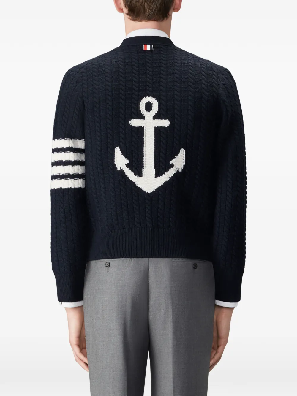 Thom Browne 4-Bar intarsia Anchor vest van merinowol Blauw