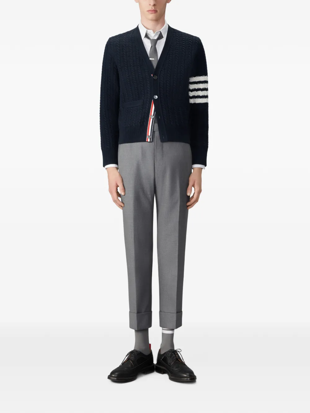 Thom Browne 4-Bar intarsia Anchor vest van merinowol Blauw