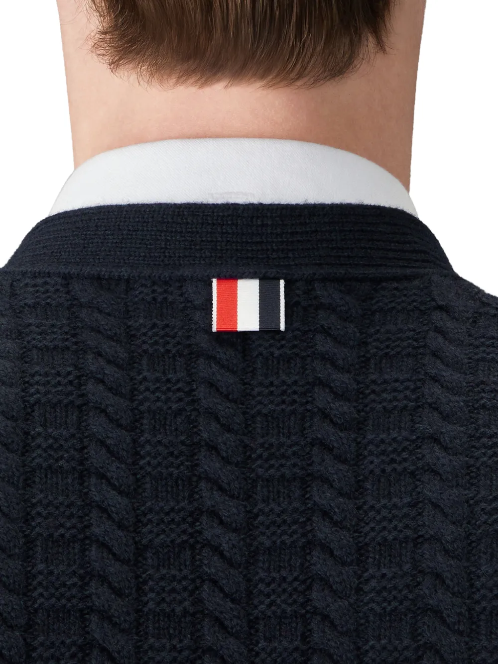 Thom Browne 4-Bar intarsia Anchor vest van merinowol Blauw
