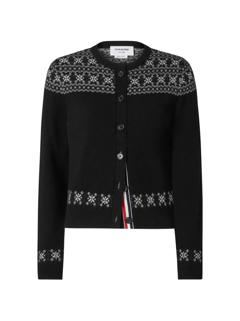 Thom Browne Cardigan Fair Isle in cashmere jacquard - Nero