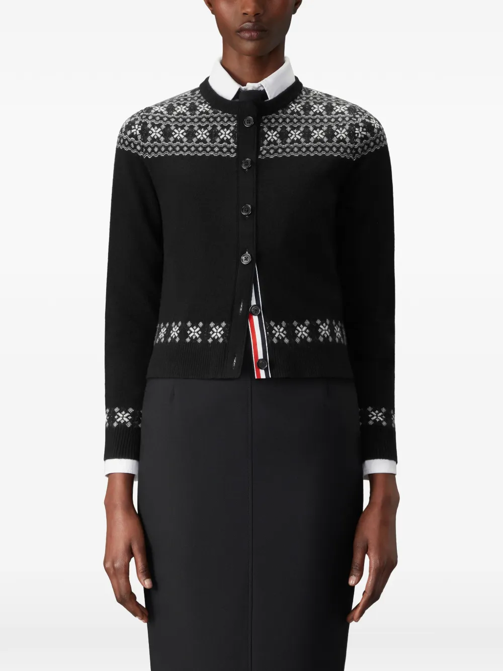 Thom Browne Kasjmier Fair Isle vest met jacquard Zwart