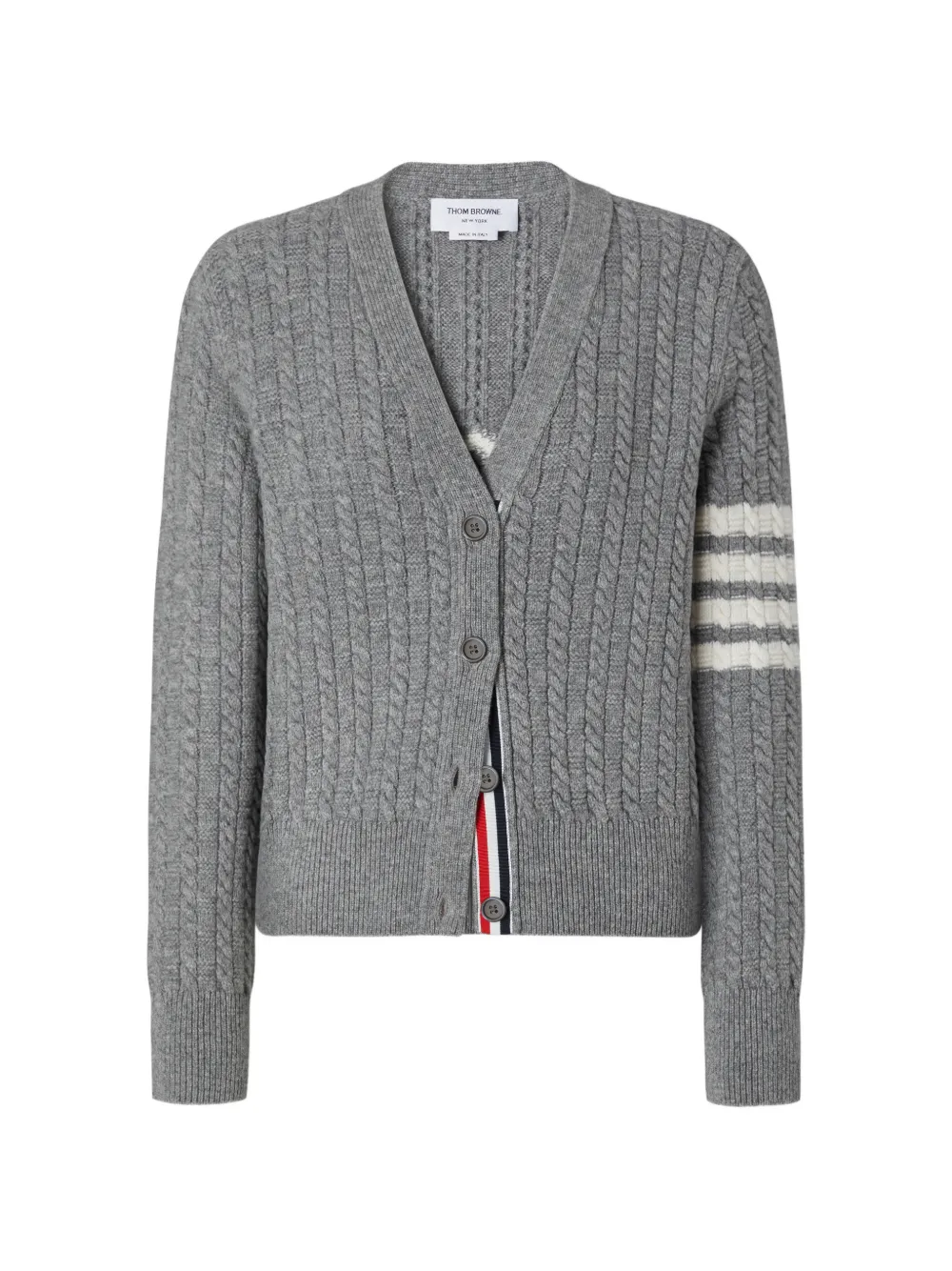 Thom Browne merino-wool 4-bar anchor-intarsia cardigan - Grey