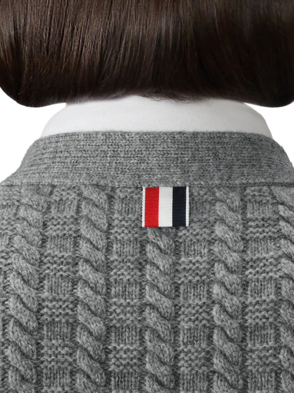 Thom Browne Vest van merinowol met vier strepen en anker-intarsia Grijs