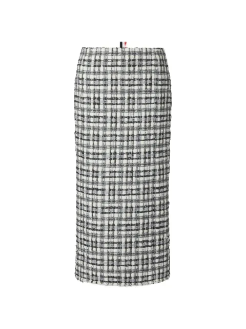 Thom Browne sheer organza ribbon tweed pencil skirt with fray edge