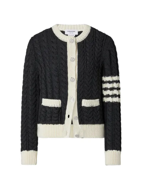 Thom Browne merino-wool 4-bar Aran-cable cardigan