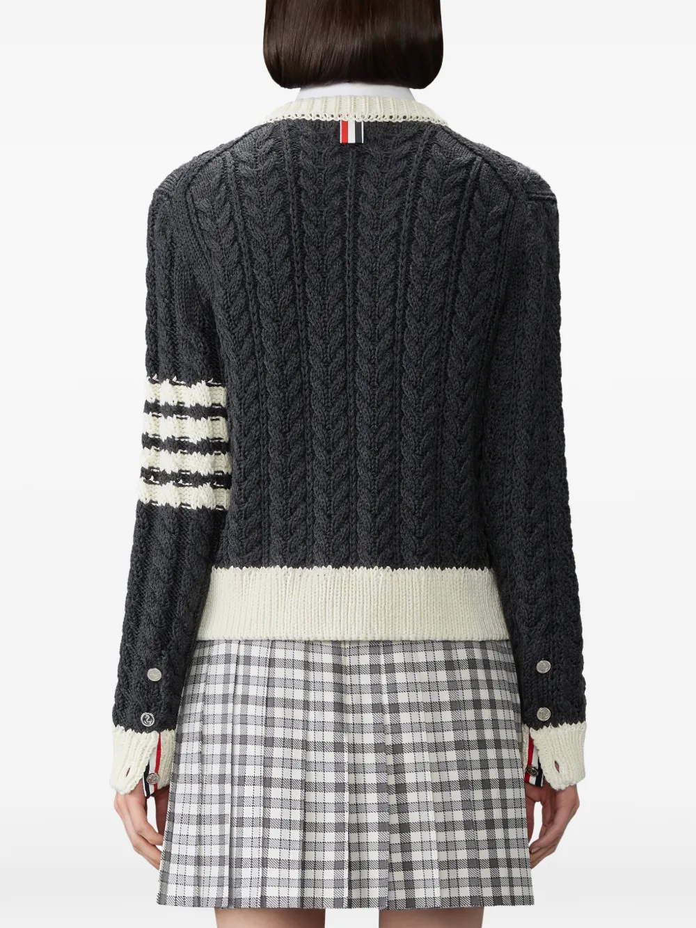 Thom Browne Vest van merinowol met 4-bar Aran-kabel Grijs