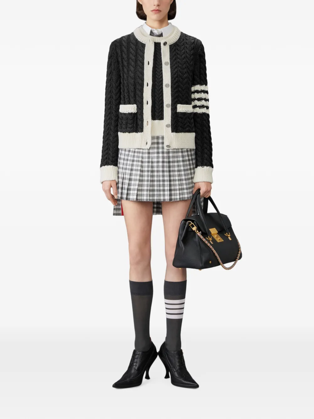 Thom Browne Vest van merinowol met 4-bar Aran-kabel Grijs