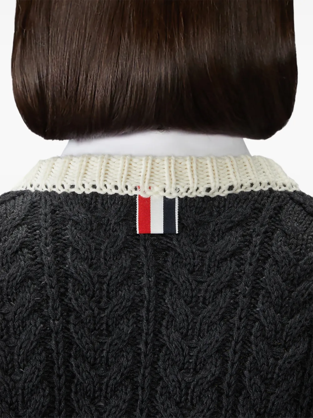 Thom Browne Vest van merinowol met 4-bar Aran-kabel Grijs