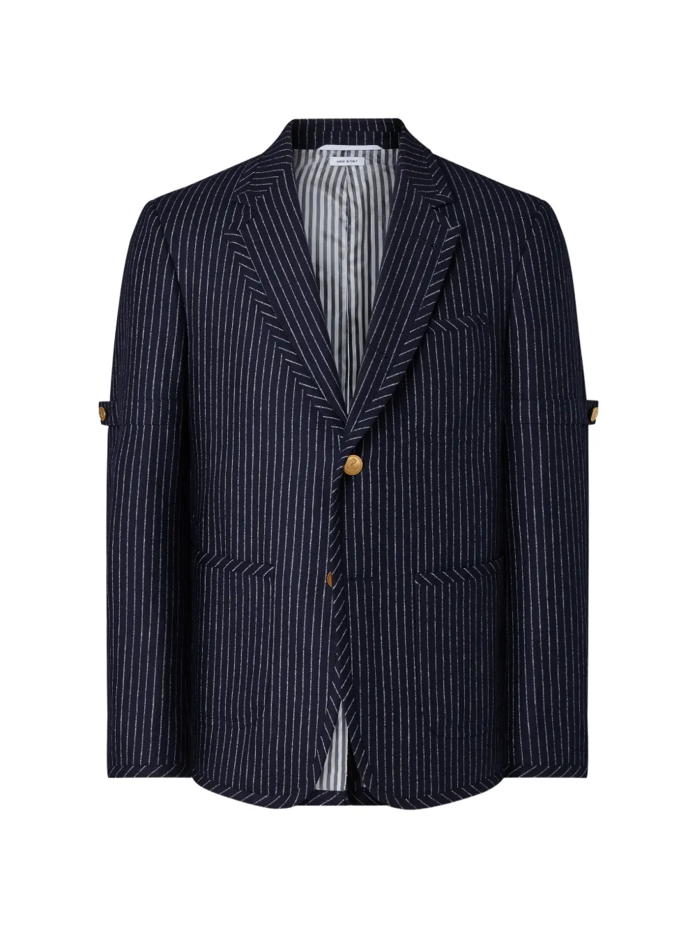Thom Browne flannel chalk stripe sportcoat with armband - Blu