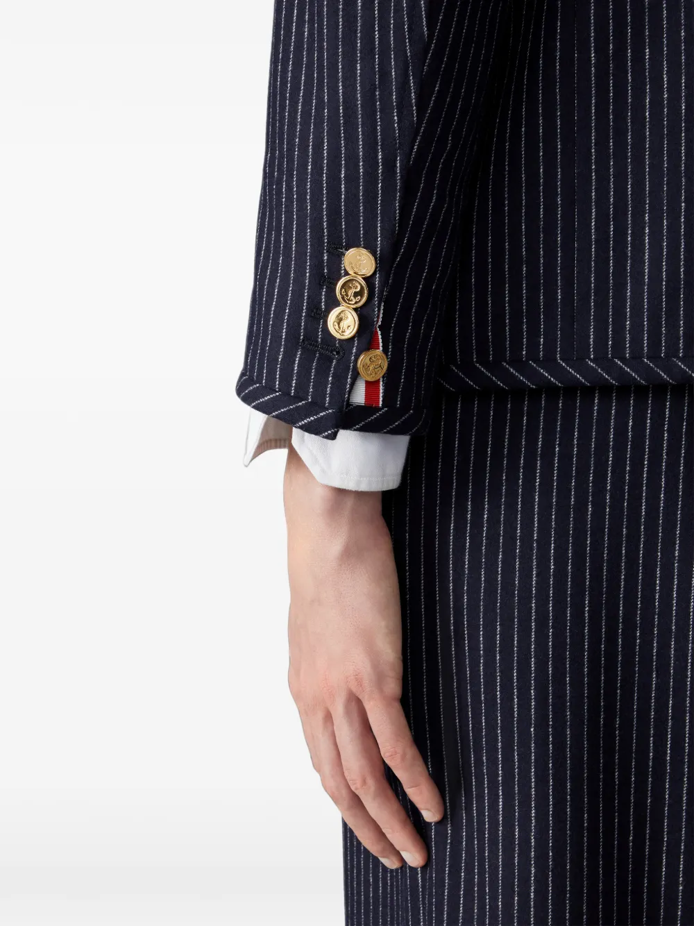 Thom Browne Flanellen sportjas met krijtstreep en armband Blauw