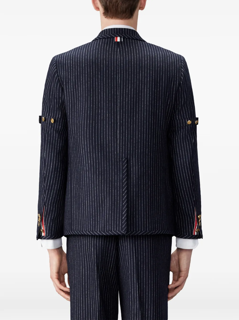 Thom Browne Flanellen sportjas met krijtstreep en armband Blauw