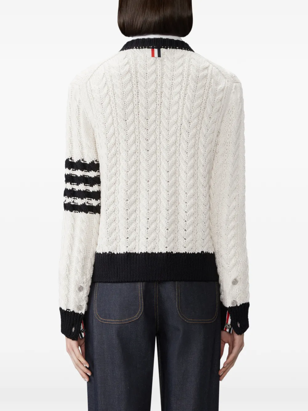 Thom Browne Vest van merinowol met 4-bar Aran-kabel Wit