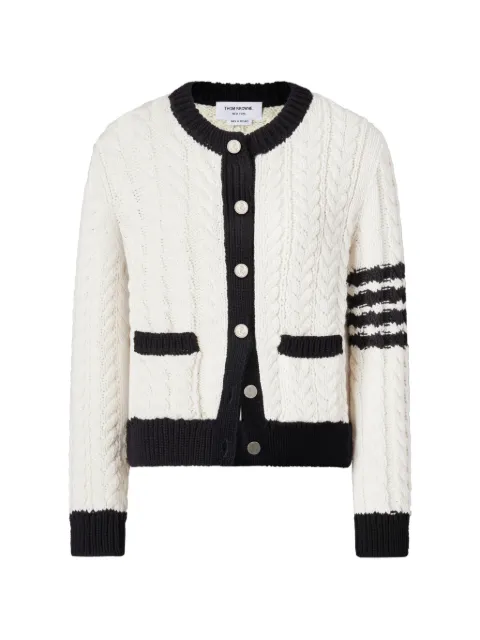 Thom Browne merino-wool 4-bar Aran-cable cardigan