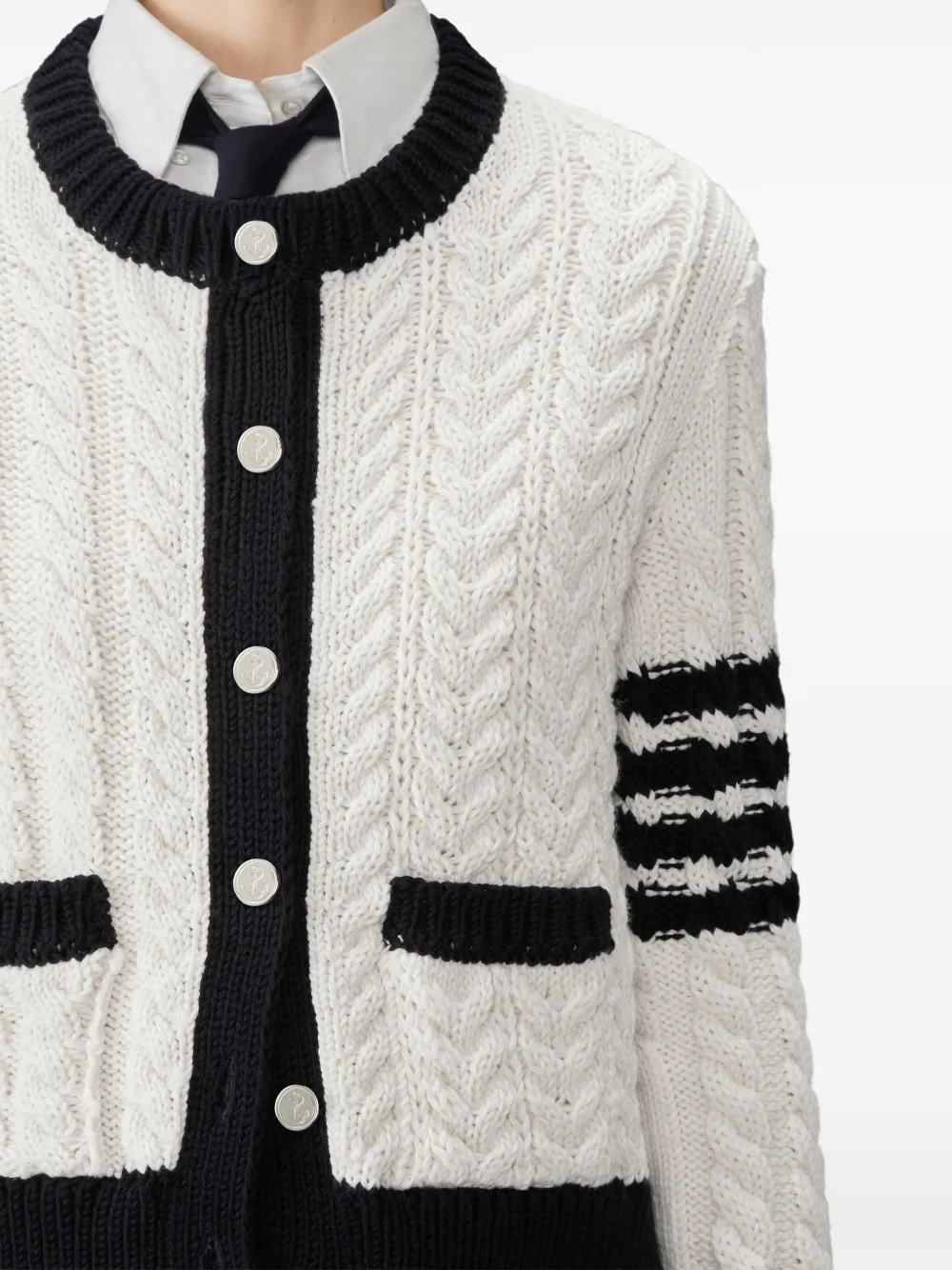 Thom Browne Vest van merinowol met 4-bar Aran-kabel Wit