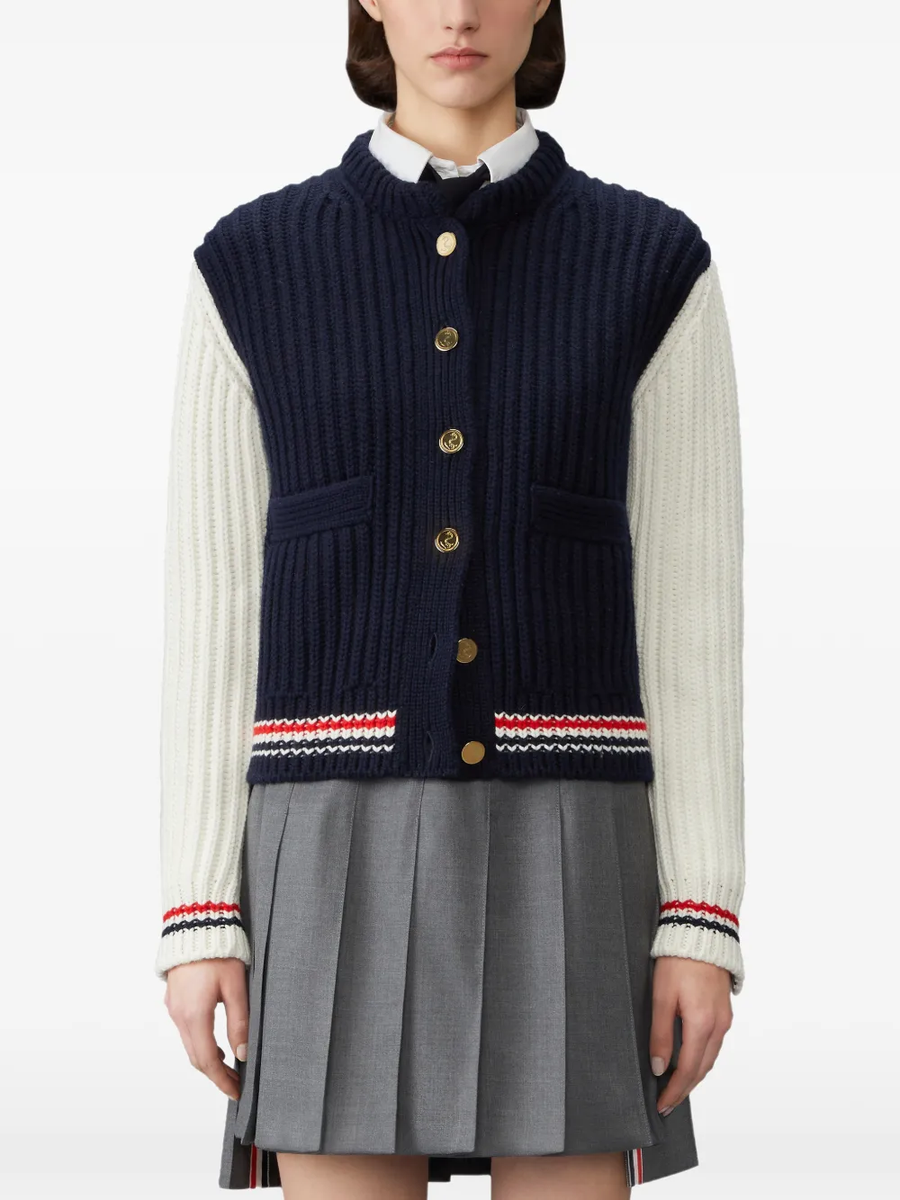 Thom Browne Grofgebreid vest Blauw